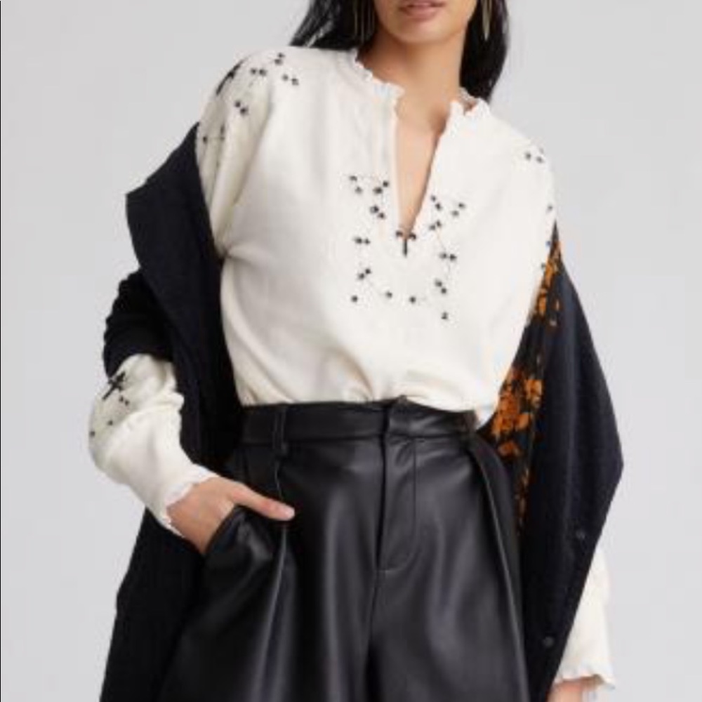 Anthropologie Embroidered Sweatshirt